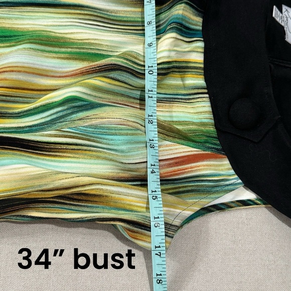 Y2K Vintage KIM ROGERS Sheath Dress Green Stripe Sleeveless Women’s Sz 8 Medium - Picture 12 of 13